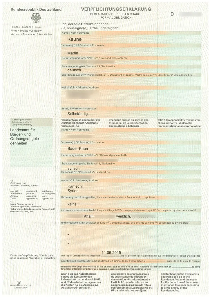 Verpflichtungserklärung- نمونه